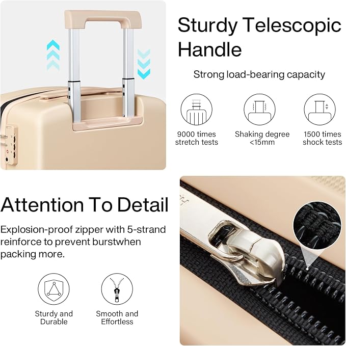 Hanke Hard Shell Luggage Sets 3 Pieces, Carry On and Checked Luggage Sets - Image 4