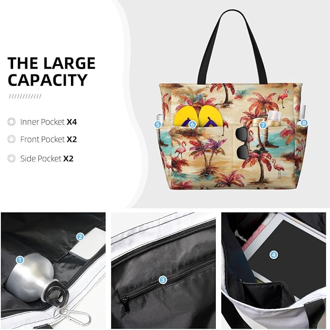 Beach Bag for Women Beach Tote Bag Waterproof Sandproof Large Bags - Image 3