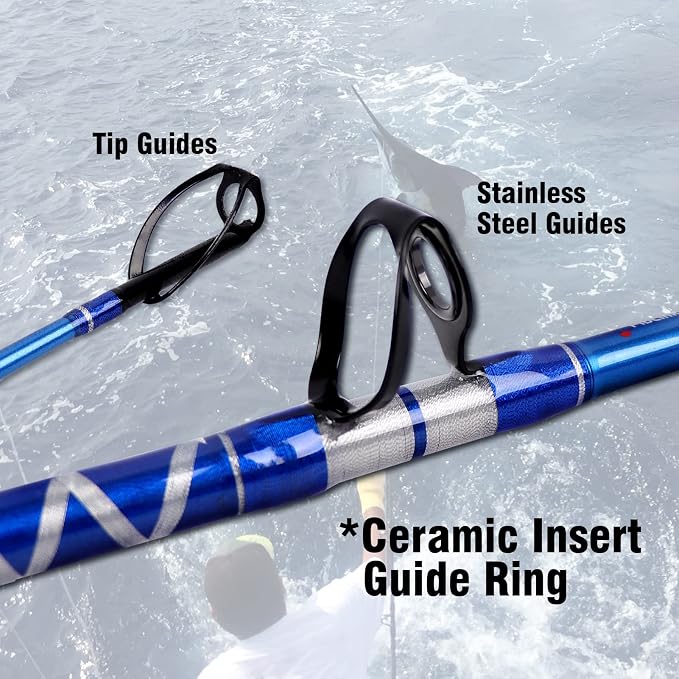 Fiblink Bent Butt Fishing Rod 2-Piece Saltwater Offshore Trolling Rod - Image 4