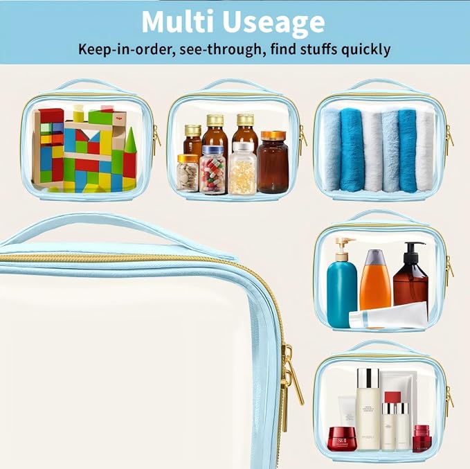 TSA Approved Travel Toiletry Bag, 3 Pack Clear Makeup Bags - Image 5