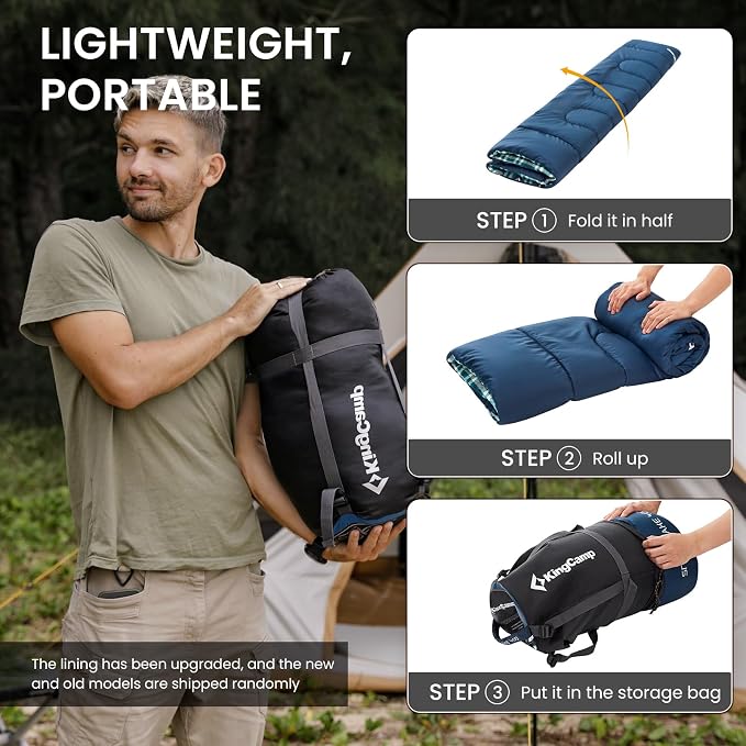 KingCamp Sleeping Bag for Adults, Cold Weather & Warm XL Big and Tall Flannel - Image 8