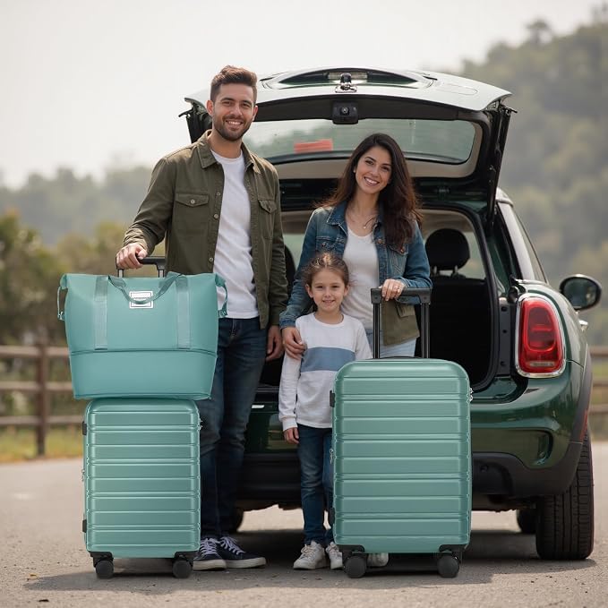 LARVENDER Luggage Sets 5 Piece Hardside Expandable Suitcase - Image 2