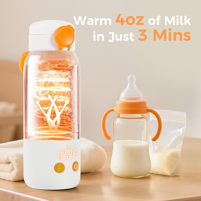 Portable Bottle Warmer for Travel, 12oz Large Capacity Fast Heating Breast Milk - Image 3