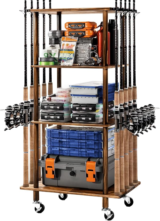 Ghosthorn Fishing Rod Holders for Garage Fishing Pole Rack Hold up to 10 Rods by Ghosthorn