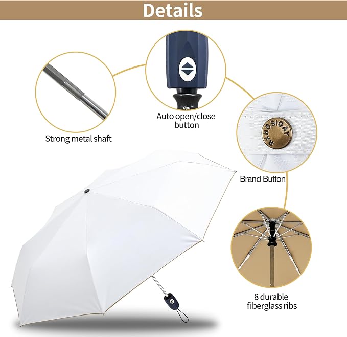 Color Coated Sun Umbrella UV Protection Compact Folding Windproof Parasols - Image 3