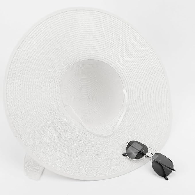 DRESHOW Beach Hats for Women Big Straw Wide Brim Summer Hat Floppy Foldable - Image 7