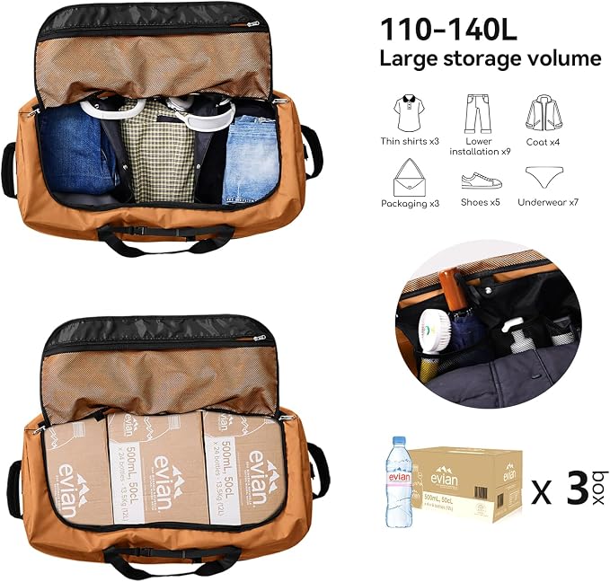 Vomgomfom 32" Soft-Sided Foldable Wheeled Travel Duffel Bag, Expandable 110L to - Image 2