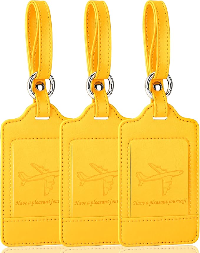 Teskyer Luggage Tags, 3 Pack Premium PU Leather Luggage Tags by TESKYER
