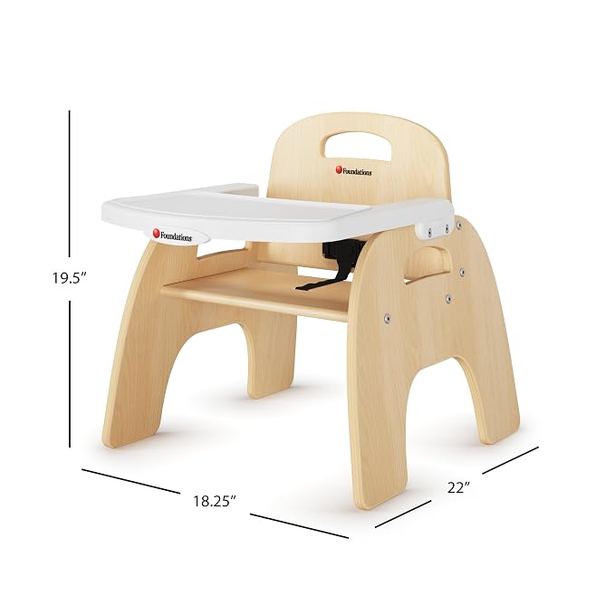 Foundations Easy Serve Low Wood Feeding Chairs Multipack, Adjustable Harness - Image 2