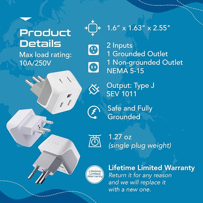 Ceptics Switzerland Travel Adapter Plug - Image 3