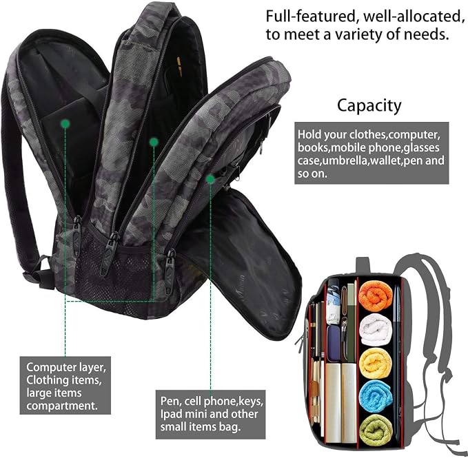 MATEIN Travel Backpack with USB, Sturdy College School Backpack - Image 7
