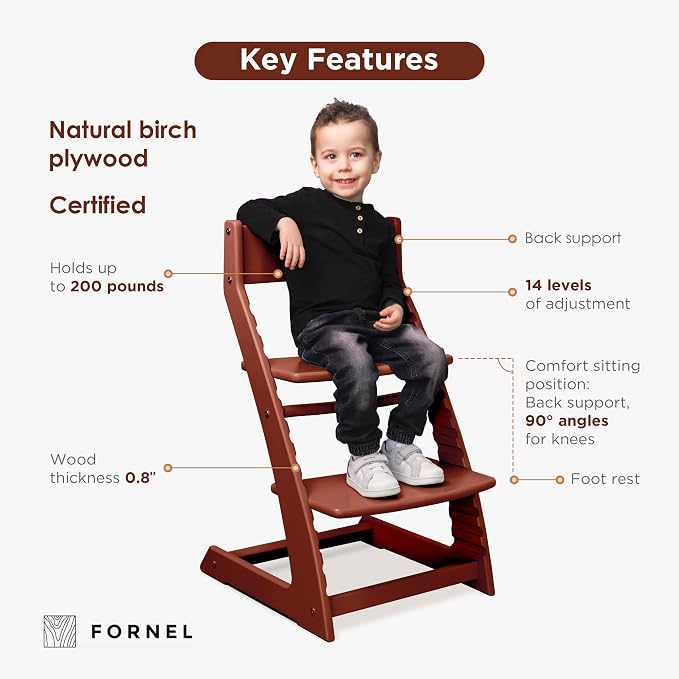 FORNEL Adjustable High Chair in Dark Walnut Finish | The Forever Chair That - Image 3
