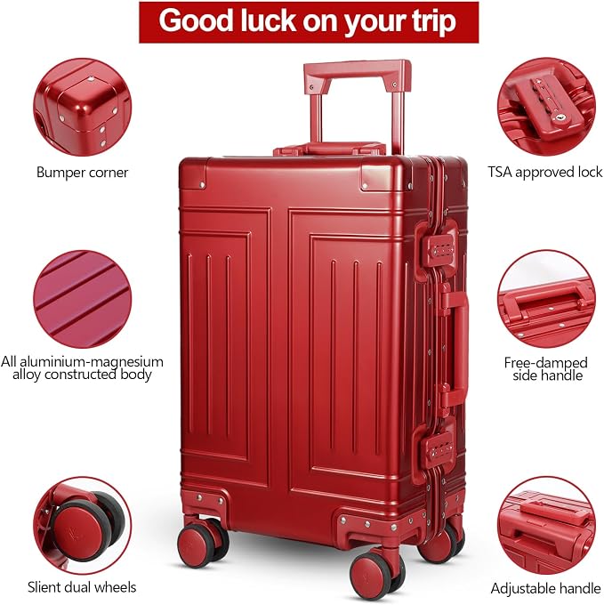 All Aluminum Carry On Luggage，Cut from Whole Aluminum Sheet，22x14x9 Airline - Image 2