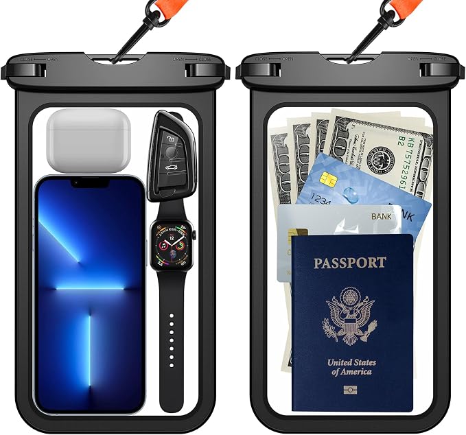 Temdan 2 Pcs Waterproof Phone Pouch, Universal IPX8 Waterproof Cell Phone Case by Temdan