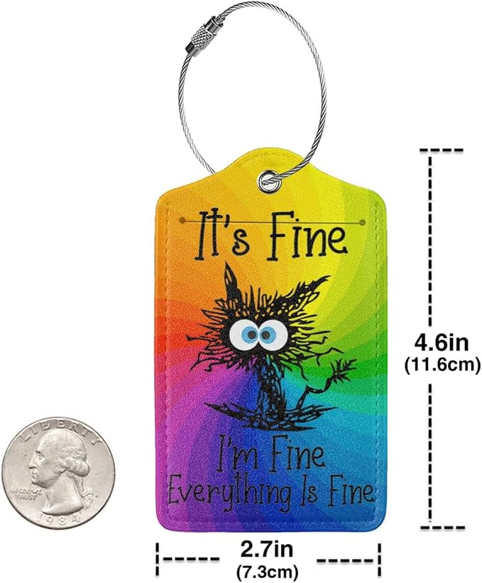 2 Pack Luggage Tags for suitcases Funny Cute Rainbow I'm Fine It's Fine Luggage - Image 5