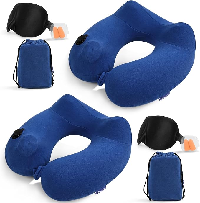 2 Pack Inflatable Travel Neck Pillows by Glyzia