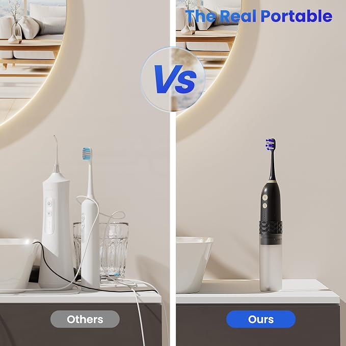 Portable Water flosser with Electric Toothbrush, 2 in 1 Teeth Cleaning Kit - Image 7