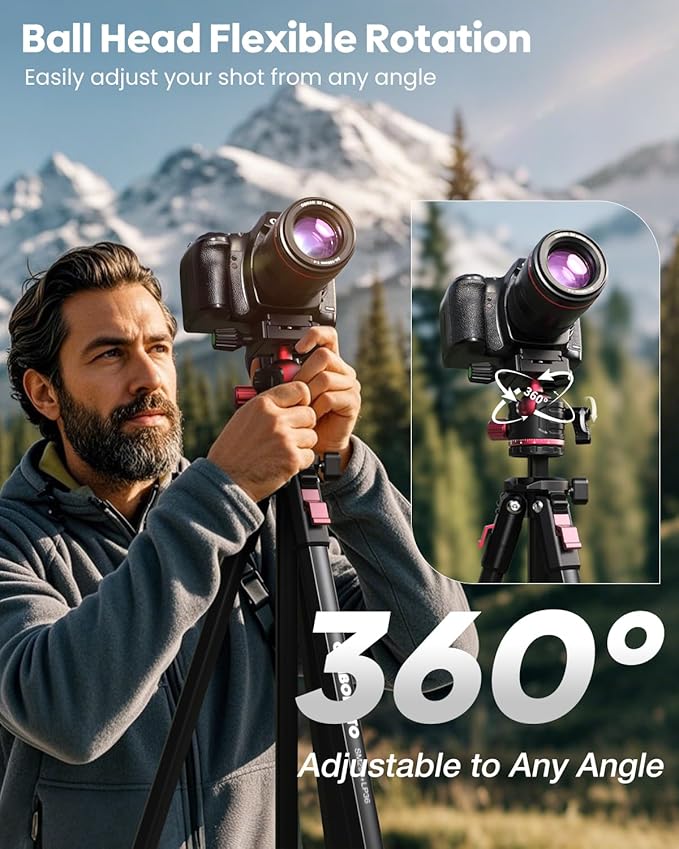 68" Lightweight Travel Camera Tripod - Image 3