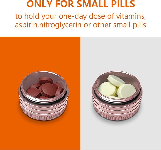 Small Pill Box, Portable Daily Box, Aluminium Alloy Round Container - Image 4