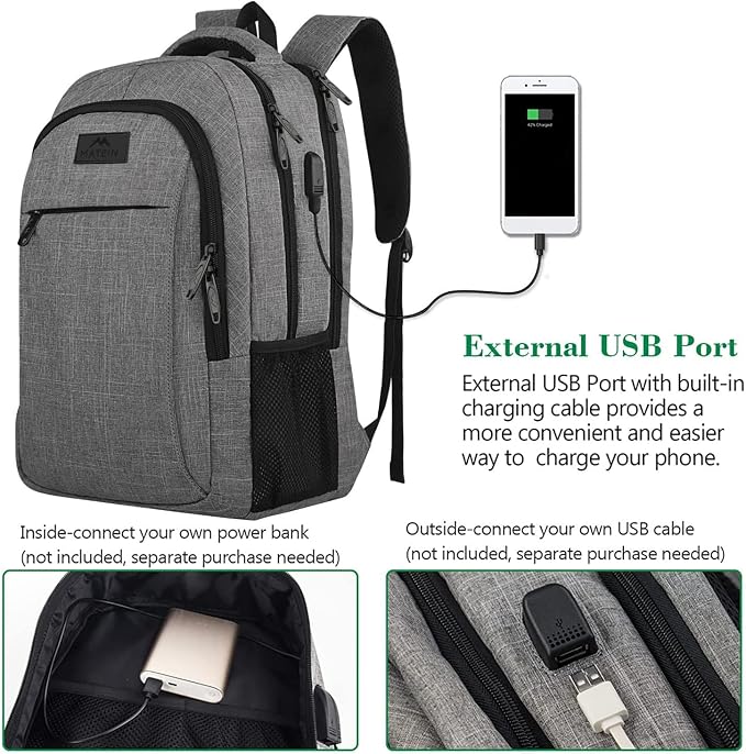 MATEIN Travel Laptop Backpack, Business Anti Theft Slim Sturdy Laptops Backpack - Image 2