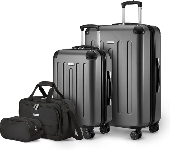 Amazon Basics 4-Piece Luggage Set, Including Two Hardside Suitcases by AmazonBasics