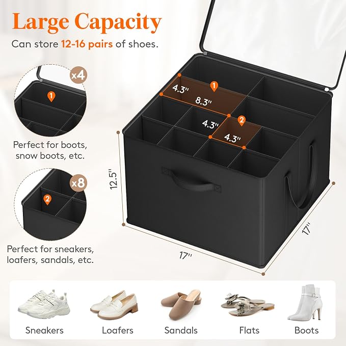 Lifewit Shoe Storage Organizer for Closet, Fits 12-16 Pairs, Large Shoe Box - Image 2