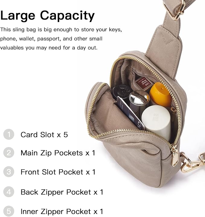 Telena Small Sling Bag for Women Leather Crossbody Fanny Packs Chest Bag for - Image 3