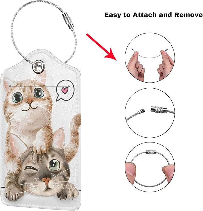 Set of 2 Cute Cats Luggage Tags - Image 3