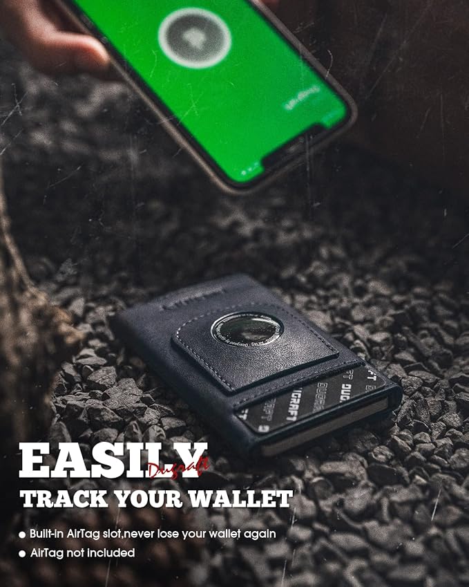 DUGRAFT Pop Up Wallet with AirTag Holder, RFID Blocking Air Tag Wallet with - Image 2