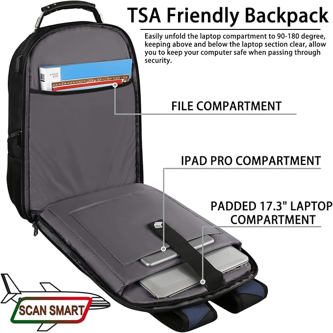 17.3 Laptop Backpack for Men Women, Extra Large Travel laptop Backpack - Image 3