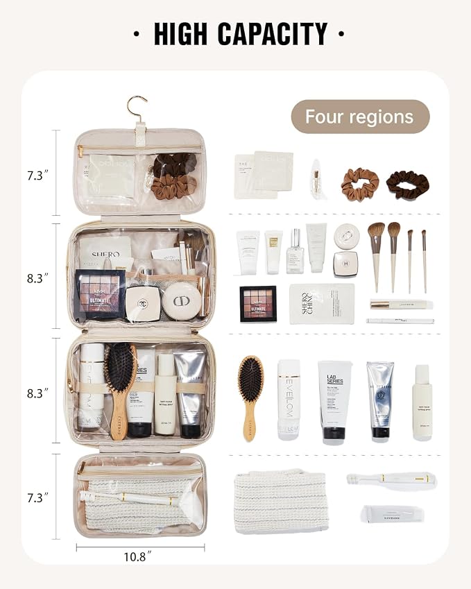 EACHY Travel Toiletry Bag with Hanging Hook, Portable Makeup Cosmetic Bags - Image 5