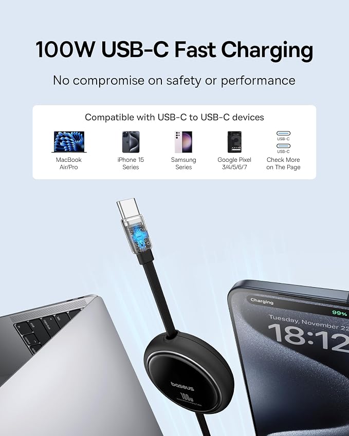 Baseus 70W Universal Travel Adapter and Baseus 100W Retractable USB C Cable - Image 6