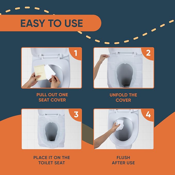 Disposable Toilet Seat Covers Pack of 200 XLarge Flushable Paper Travel Toilet - Image 4