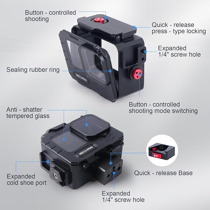 Aluminum Waterproof Case for GoPro HERO13 Black HERO12 HERO11 HERO10 HERO9 - Image 5