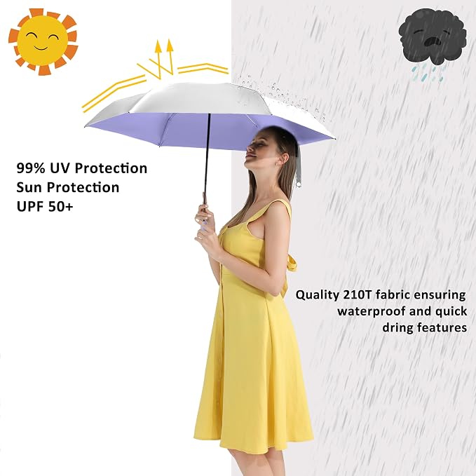 BAODINI Small UV Protection Travel Umbrella Compact - Image 2