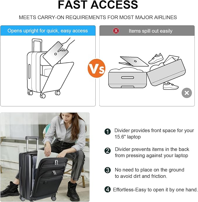 KROSER Hardside Expandable Carry On Luggage 22x14x9 Airline Approved - Image 6