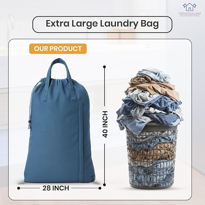 LFH Home Cotton Canvas Large Laundry Bag - Image 2