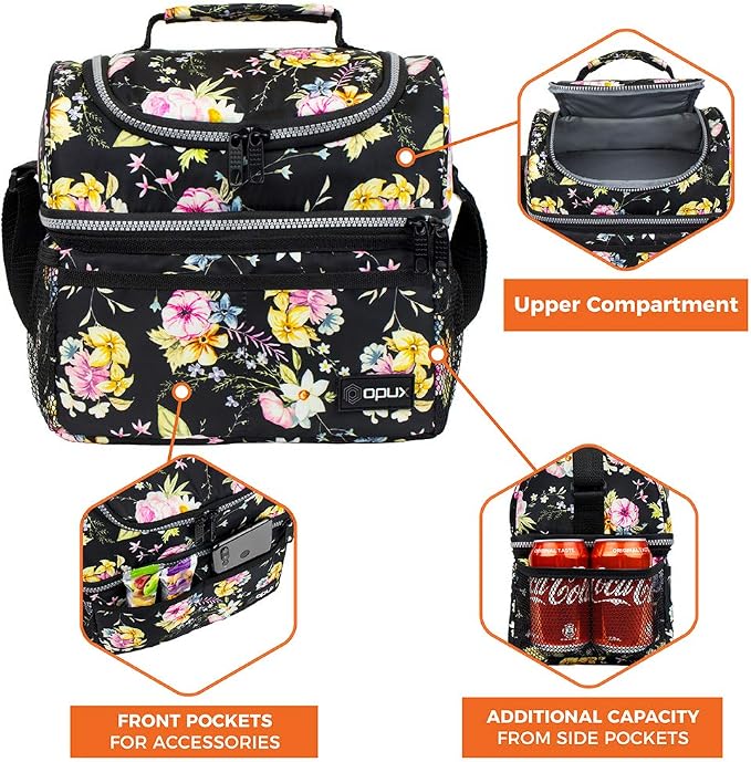 OPUX Lunch Box For Women, Insulated Large Lunch Bag Adult Work, Double Decker - Image 6