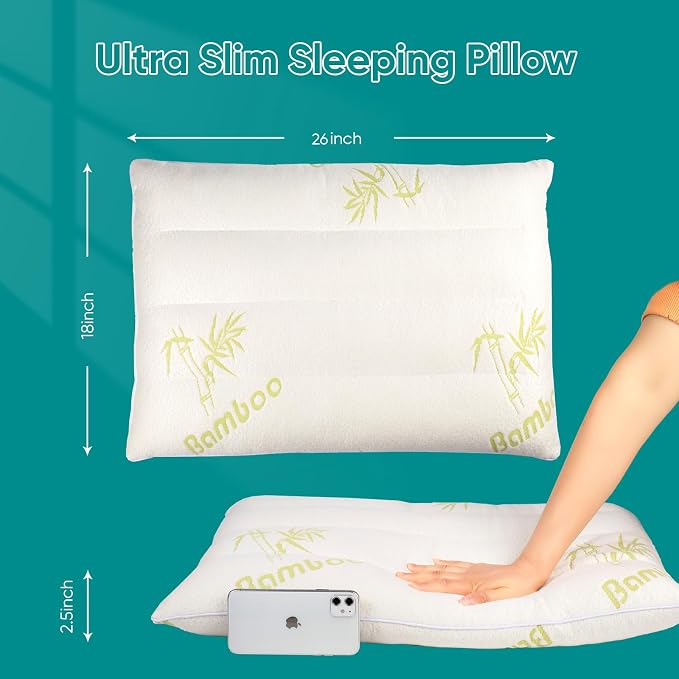 MINUPWELL 2 Packs Ultra Thin Pillows, Flat Pillows - Image 4