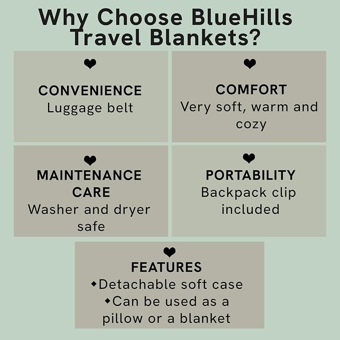 BlueHills Travel Blanket Pillow Compact Lightweight Pocket Size Airplane - Image 5