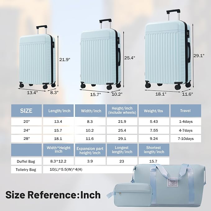 Merax Luggage Sets, Durable Hardshell 3 Piece Suitcase - Image 2