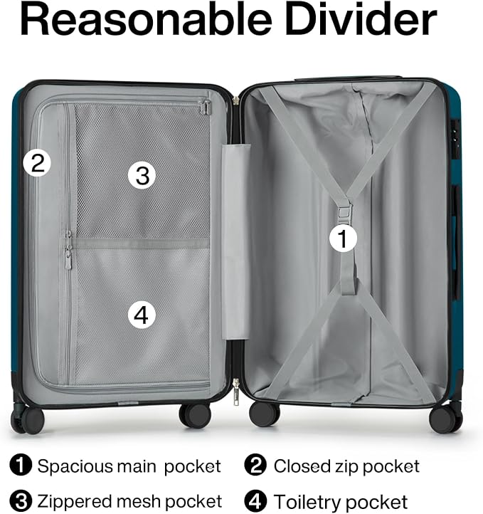 Hanke 20 Inch Carry On Luggage 22x14x9 Airline Approved Lightweight PC Hard - Image 5