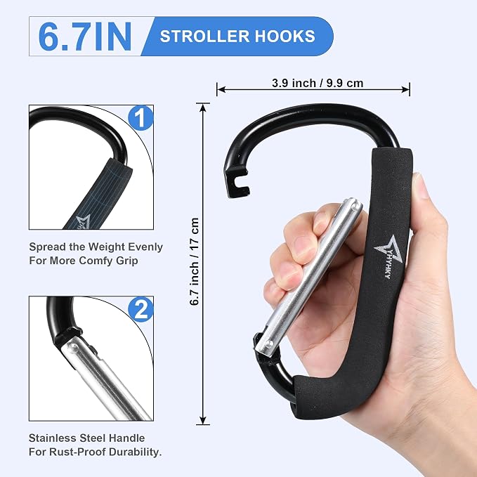 Stroller Hook, 6.3" Large Carabiner Clip - Image 3