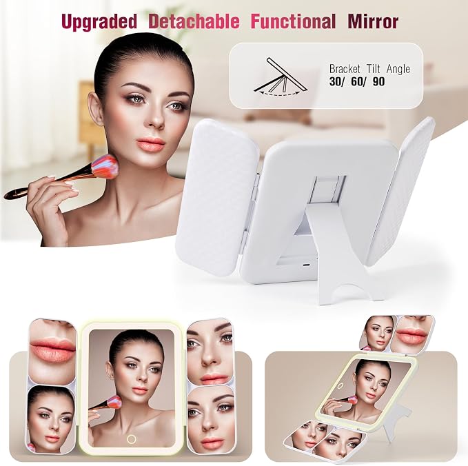 Mid-Size Makeup Bag with LED 1X5X10X20X30X Magnifying Mirror and Travel Makeup - Image 2