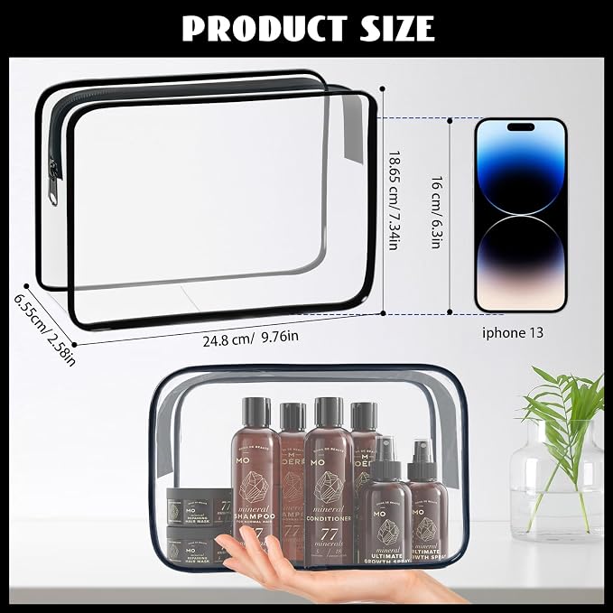 16 Pack Waterproof Cosmetic Bag TSA Approved Toiletry Bag, Portable Travel Pouch - Image 2