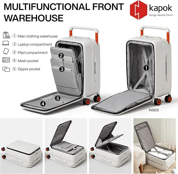 mixi Carry On Luggage Wide Handle Luxury Design Rolling Travel Suitcase PC - Image 5
