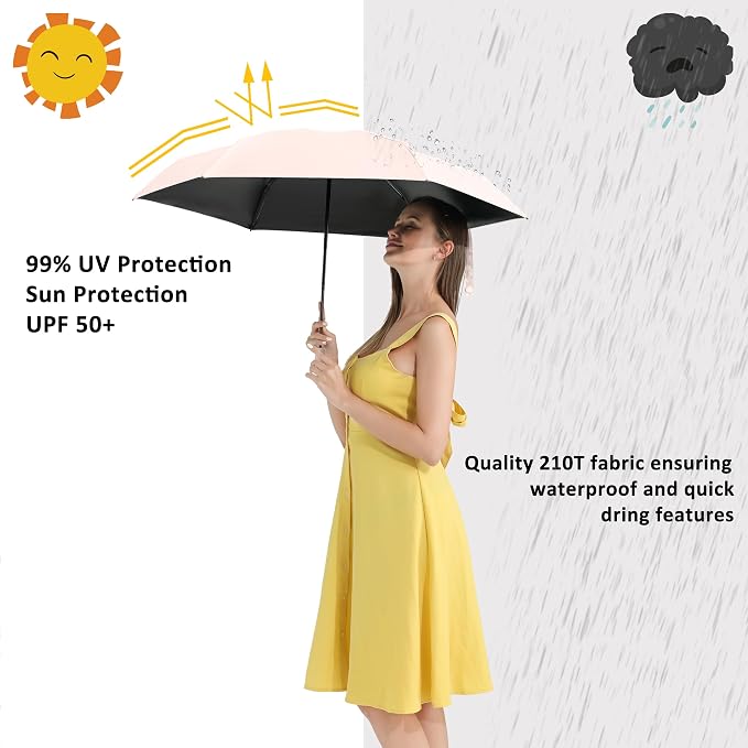 BAODINI Small UV Protection Travel Umbrella Compact - Image 3