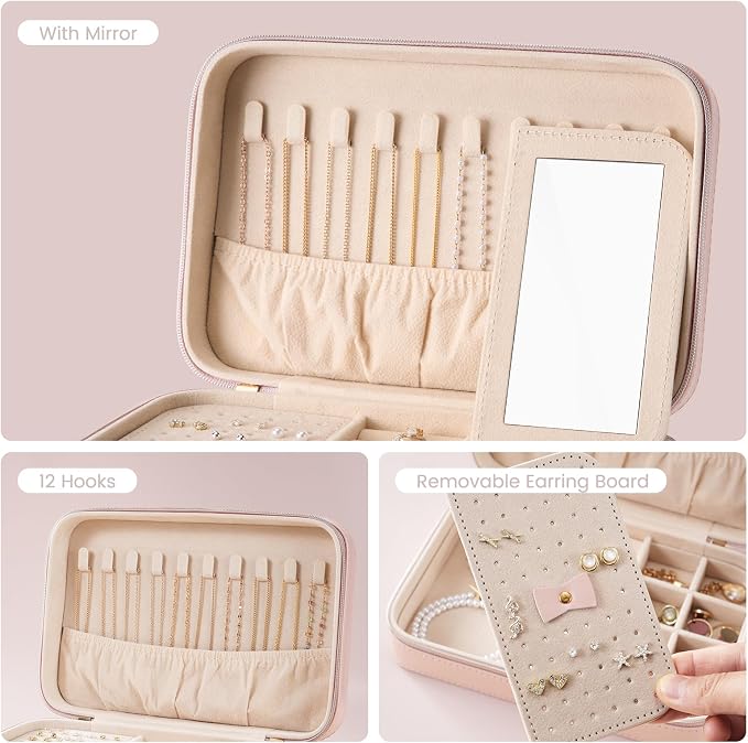 Lolalet Travel Jewelry Case for Women Girls, Travel Jewelry Organizer Box - Image 5