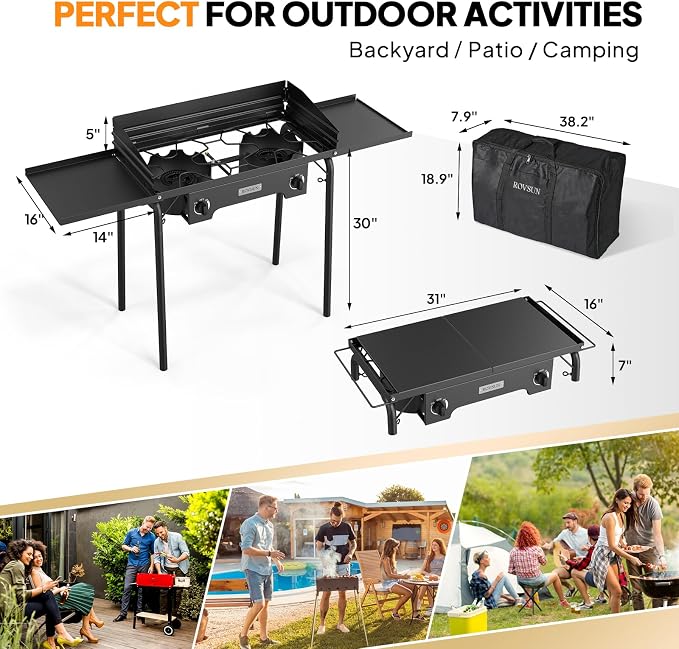 ROVSUN 2 Burner Outdoor Propane Gas Stove - Image 6