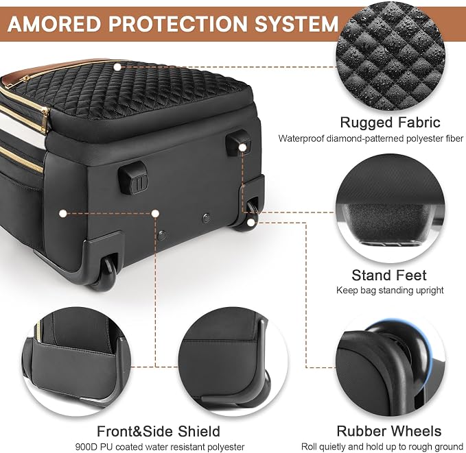 Small Rolling Backpack for Women, Lightweight Travel Backpack - Image 7